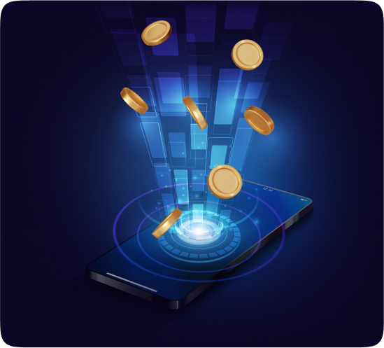 Phone with crypto icons